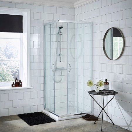 SQCE8080-E5 Nuie Ella Corner Entry 800mm Shower Enclosure Lifestyle