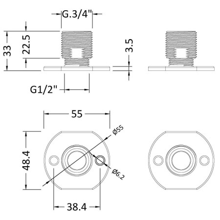 A315 Nuie Fast Fix Bracket for Bar Thermostats Line Drawing