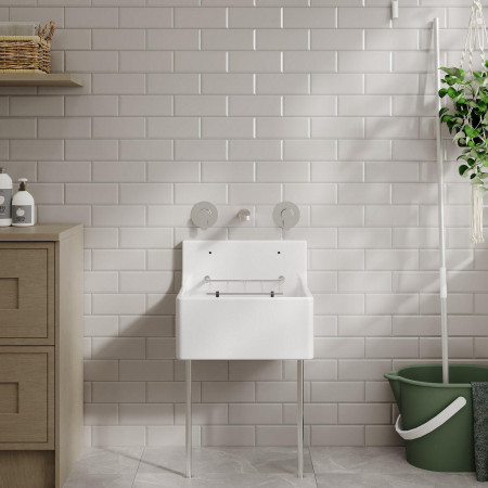 CS10318 Nuie Fireclay 455 x 362mm Cleaner Sink with Optional Leg Set