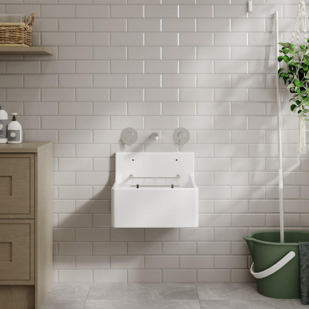 CS10318 Nuie Fireclay 455 x 362mm Cleaner Sink Lifestyle