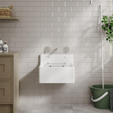 CS10421 Nuie Fireclay 515 x 382mm Cleaner Sink Lifestyle
