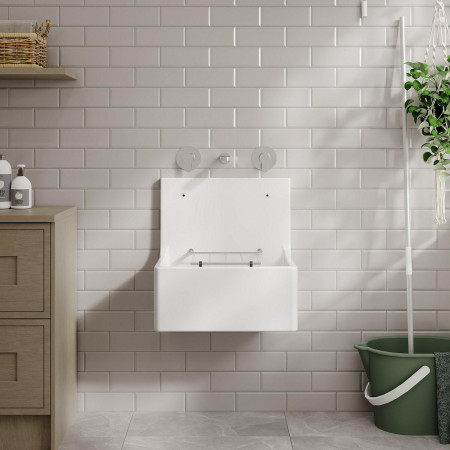 CS10121 Nuie Fireclay 515 x 535mm Cleaner Sink Lifestyle