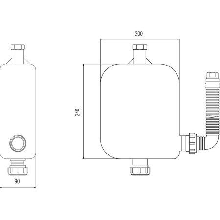 SPR04 Nuie Four Tap Hole White Hose Retainer with Drain Line Drawing
