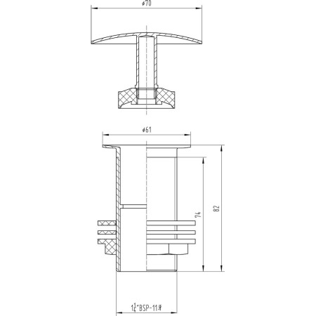 EK305 Nuie Free Running Unslotted Basin Waste Line Drawing