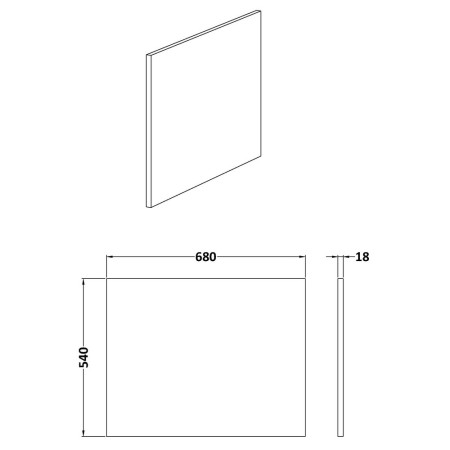 Nuie L Shaped Shower Bath End Panel Line