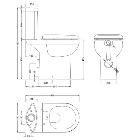 NCS251 Nuie Ivo Comfort Height Pan and Cistern Line Drawing