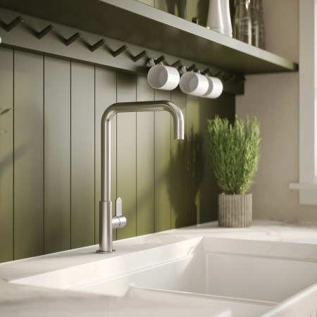 KSI605SL Nuie Kosi Mono Single Lever Kitchen Tap in Brushed Nickel Lifestyle