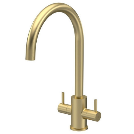 Nuie Lachen Mono Dual Lever Kitchen Tap in Brushed Brass