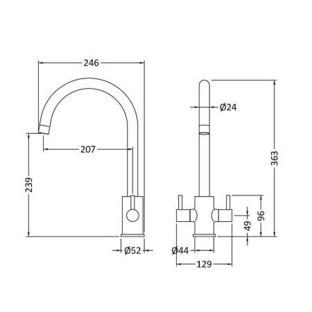 KLA305DL Nuie Lachen Mono Dual Lever Kitchen Tap in Chrome (2)