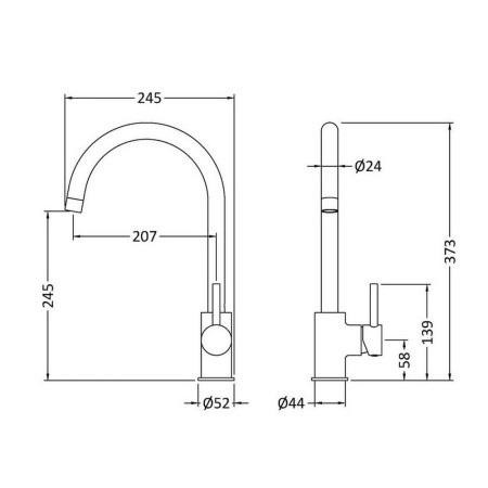 KLA805SL Nuie Lachen Mono Single Lever Kitchen Tap in Brushed Brass (2)