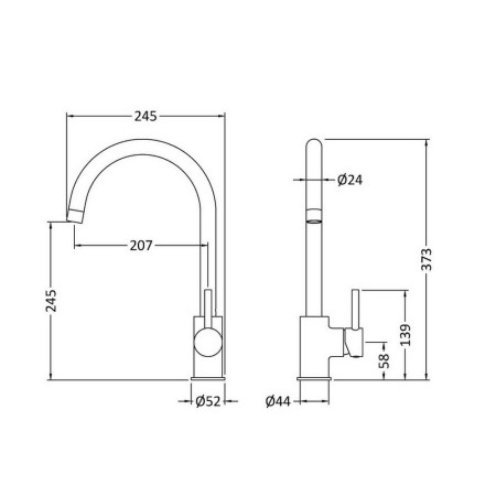 KLA605SL Nuie Lachen Mono Single Lever Kitchen Tap in Brushed Nickel (2)