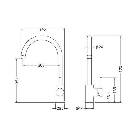 KLA305SL Nuie Lachen Mono Single Lever Kitchen Tap in Chrome (2)