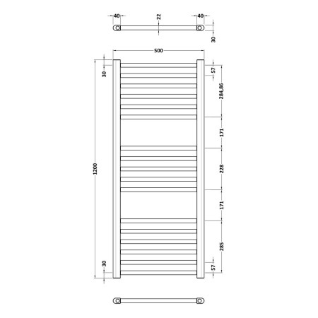 MTY805 Nuie Lorica Round Straight Brushed Brass Towel Radiator 1200 x 500mm (3)