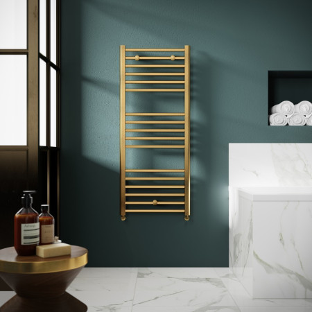MTY805 Nuie Lorica Round Straight Brushed Brass Towel Radiator 1200 x 500mm (2)