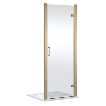Nuie Lucie 900mm Hinged Shower Door in Brushed Brass