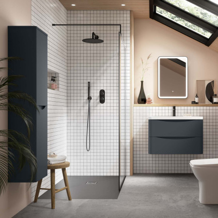 SML1462 Nuie Lunar 400mm Satin Anthracite Wall Hung Tall Unit Lifestyle