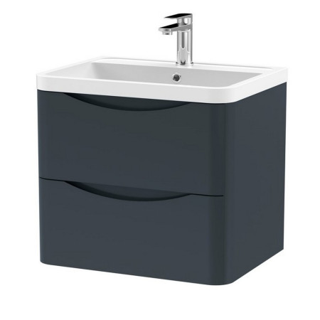 LUN1402 Nuie Lunar 600mm Satin Anthracite Two Drawer Wall Hung Vanity Unit (1)