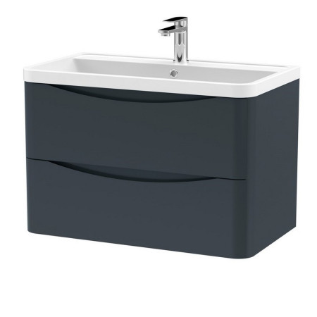 LUN1404 Nuie Lunar 800mm Satin Anthracite Two Drawer Wall Hung Vanity Unit (1)