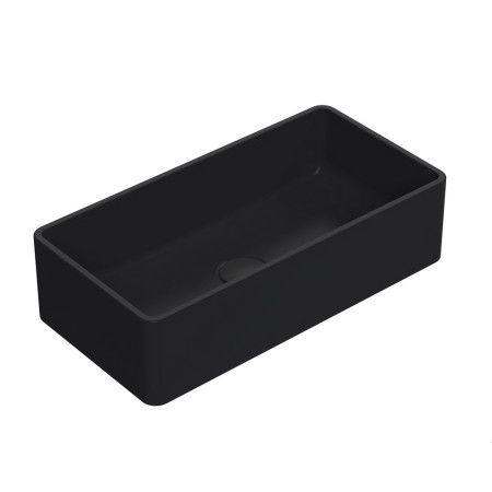 Nuie Luxe Matt Black Rectangular Countertop Basin 465mm