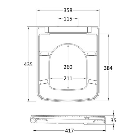 NCH198 Nuie Luxury Square Soft Close Toilet Seat (4)