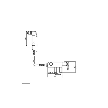 BW002 Nuie Manual Douche Spray Kit and Thermostatic Valve Line Drawing
