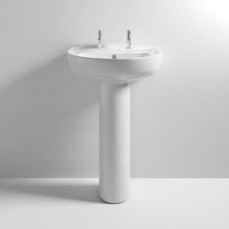 CML003 Nuie Melbourne 550mm 2TH Basin and Pedestal