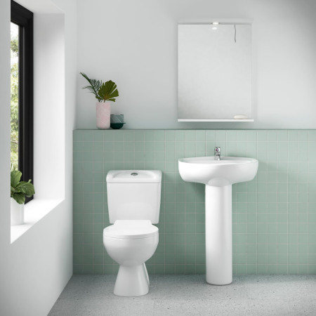 NCS150 Nuie Melbourne Pan Cistern and Seat with Pedestal Basin