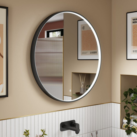 LQ751 Nuie Mensa 800mm Black Round Framed LED Mirror (2)