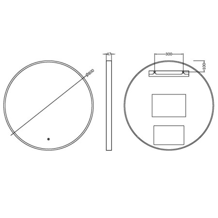 LQ752 Nuie Mensa 800mm Brushed Brass Round Framed LED Mirror Line Drawing