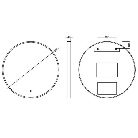LQ753 Nuie Mensa 800mm Chrome Round Framed LED Mirror Line Drawing