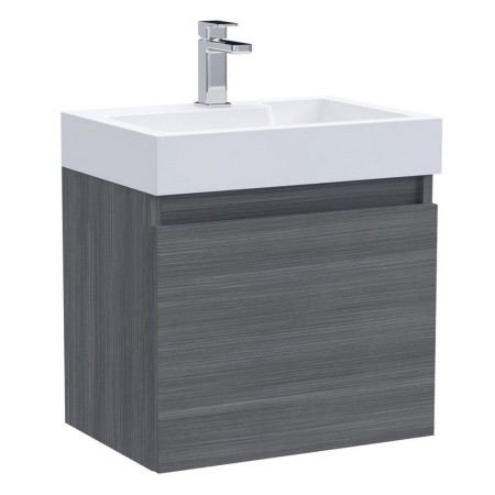 MER004 Nuie Merit 500mm Anthracite Woodgrain Wall Hung Vanity Unit with Basin