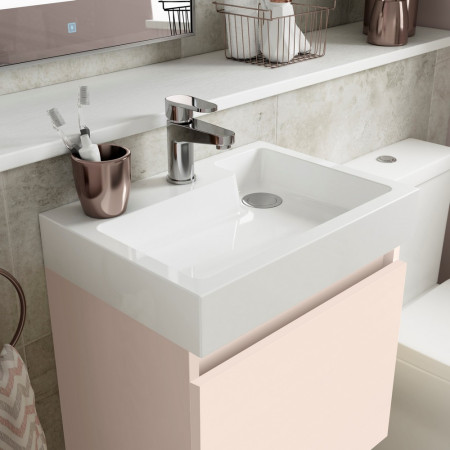 MER010 Nuie Merit 500mm Blush Pink Wall Hung Vanity Unit with Basin (2)