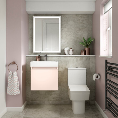 MER010 Nuie Merit 500mm Blush Pink Wall Hung Vanity Unit with Basin (3)