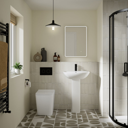 NCG505 Nuie Orlen Rimless Back to Wall WC Pan with Seat Lifestyle