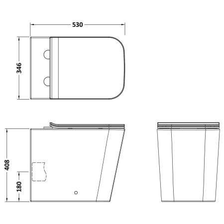 NCG505 Nuie Orlen Rimless Back to Wall WC Pan with Seat Dimensions