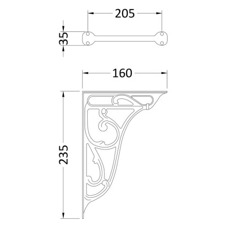 FA322 Nuie Ornate Cistern Brackets Line Drawing