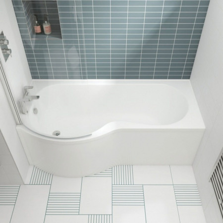 SBATH24 Nuie P Shaped Left Handed 1500 x 850mm Shower Bath Set (2)