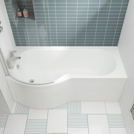 SBATH24 Nuie P Shaped Left Handed 1500 x 850mm Shower Bath Set Lifestyle
