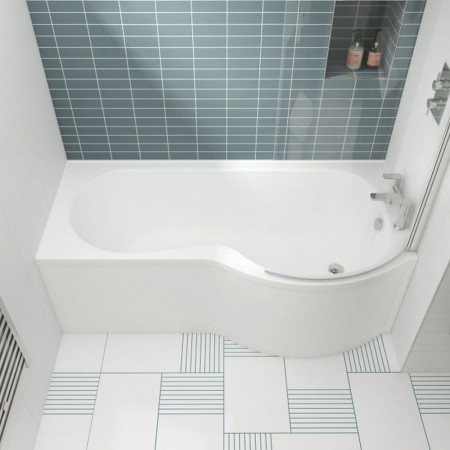 SBATH23 Nuie P Shaped Right Handed 1700 x 850mm Shower Bath Set (2)