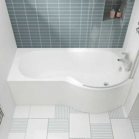 SBATH23 Nuie P Shaped Right Handed 1700 x 850mm Shower Bath Set Lifestyle
