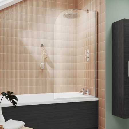 NSS1 Nuie Pacific Polished Chrome 6mm Round Hinged Bath Screen Lifestyle