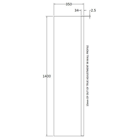 NSSF1 Nuie Pacific Polished Chrome 6mm Square Fixed Bath Screen Line Drawing