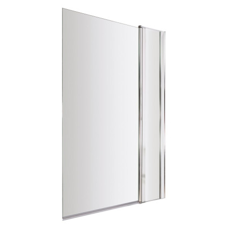 Nuie Pacific Polished Chrome 6mm Square Hinged Bath Screen with Fixed Panel