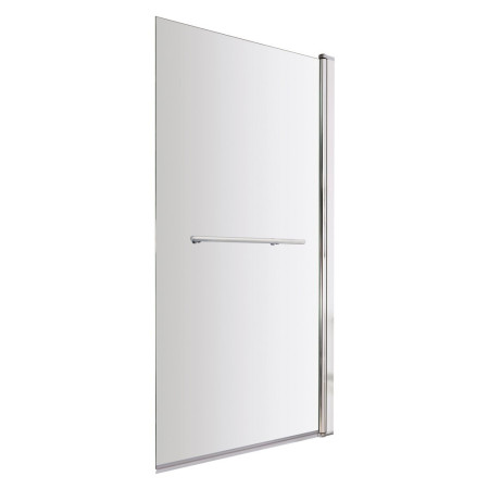 Nuie Pacific Polished Chrome 6mm Square Hinged Bath Screen with Rail