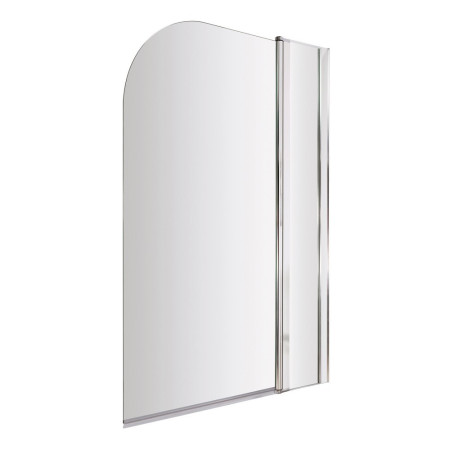 Nuie Pacific Polished Chrome 790mm Round Hinged Bath Screen with Fixed Panel
