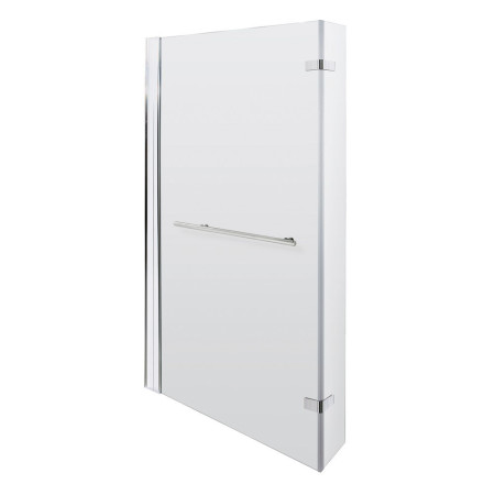 Nuie Pacific Polished Chrome L Shape Hinged Fixed Return Bath Screen with Rail