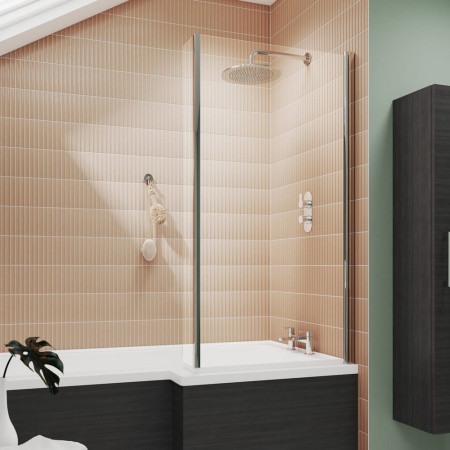 NSBS7 Nuie Pacific Polished Chrome L-Shape Hinged Fixed Return Bath Screen (2)