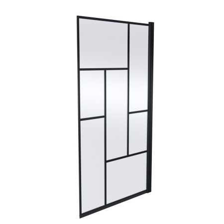 Nuie Pacific Satin Black Abstract Square Bath Screen