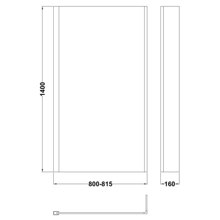 NSBS2BP Nuie Pacific Satin Black L-Shaped Fixed Bath Screen with Fixed Return (3)