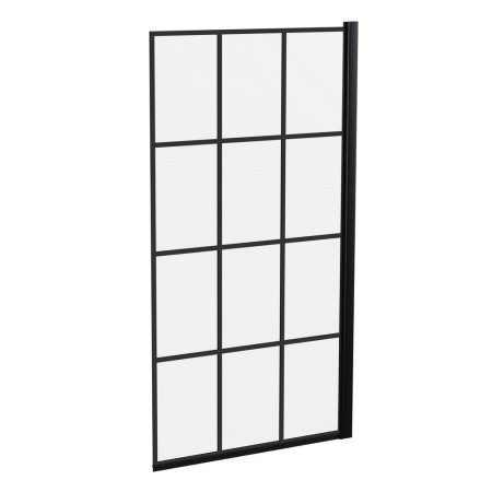Nuie Pacific Satin Black Square Framed Hinged Bath Screen